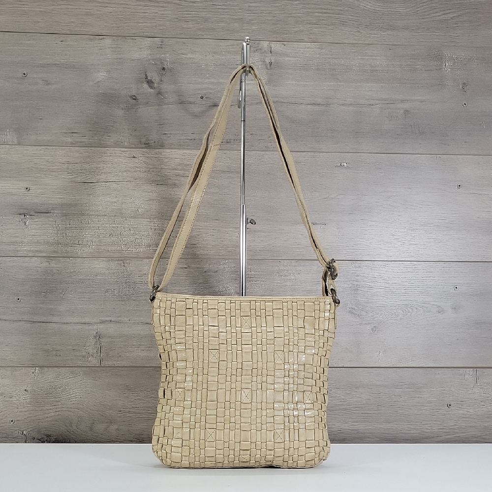 Vilenca Holland for Anthropologie Beige Woven Crossbody Shoulder Bag
